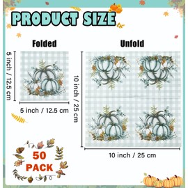 SietDESEO 50 Pieces 3-ply Fall Pumpkin Napkins - Blue White Thanksgiving & Party Napkins for Dinner, Kitchen & Bathroom
