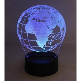 Dependable Industries 3D World Globe LED Light 7 Color Changing Table Light Night Light Optical Visual Illusion Lamp Acrylic