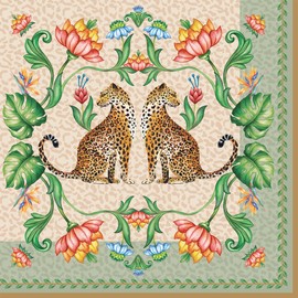 20 Napkins Leopard Pair of Flowers Animals Jungle Table Decoration Decoupage Decoupage Decoupage 33 x 33 cm