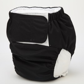 Sigzagor Large Teen Adult Cloth Diaper Nappy Reusable Washable for Disability Incontinence with Hook and Loop for Men (Black (Large 26in to 50in))