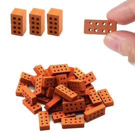 LATRAT 50 Stück Miniatur Ziegelsteine, rote architektonische Dekoration des Ziegelmodells für DIY Puppenhaus Garten Dekoration, 0,79 x 0,39 x 0,4 Zoll