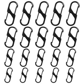 NILLOS Dual Clips Mini Carabiner, 20 PCS Black Anti-Theft Zipper Pull Locks for Backpacks, Luggage, Suitcases, and Outdoor Sports (4 Sizes)