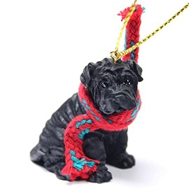 Conversation Concepts Shar Pei Tiny Miniature One Christmas Ornament - Delightful! - Made with Plastic, Black
