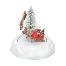 Department 56 Accessories for Village Collections Christmas Eve Sleigh Rotating Animated Figurine, 9.06 Inch, Multicolor