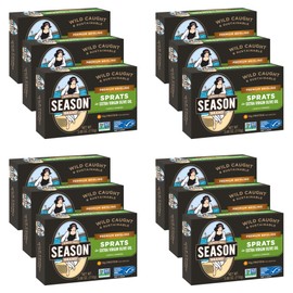 Season Brisling Sprats in Extra Virgin Olive Oil | Gluten Free, Keto, Omega-3 Fatty Acids, High Protein, Lightly Smoked, Salt Added | Wild Caught & Sustainable Fresh Fish | 3.88 oz (Pack of 12)