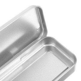 TOYANDONA Metal Pencil Case Rectangle Metal Tins Empty Tin Hinge Box Pen Storage Container for Pens Pencils Makeup Brushes, silver, Minimalist