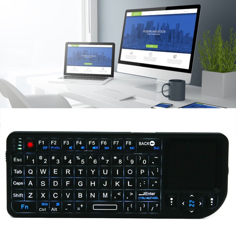 Mini Keyboard 2.4G Wireless Backlit Integrated Design Inbuilt Rechargeable Battery