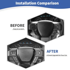 RT-TCZ for F150 Steering Wheel Carbon Fiber Trim Panel Bezel for Ford F150 2015-2020 Black ABS Carbon Fiber Interior Accessories