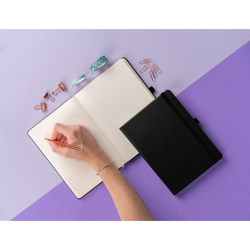 NOTIQUE Dotted Hardback Notebook, Notebook, Journal, Diary with Elastic Band