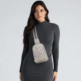 LATMAP Sling Bag for Women Men Leather Small Sling Backpack Daypack Anti Theft Fanny Pack Crossbody Purse Travel,Greyish