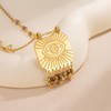 Evil Eye Necklace, Gold-Plated Pendant with Beaded Chain, Boho Statement