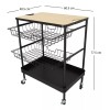 Home Ideas Carrito De Cocina De Acero/madera Con Asas Y