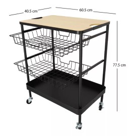 Home Ideas Carrito De Cocina De Acero/madera Con Asas Y Ruedas Wk-03