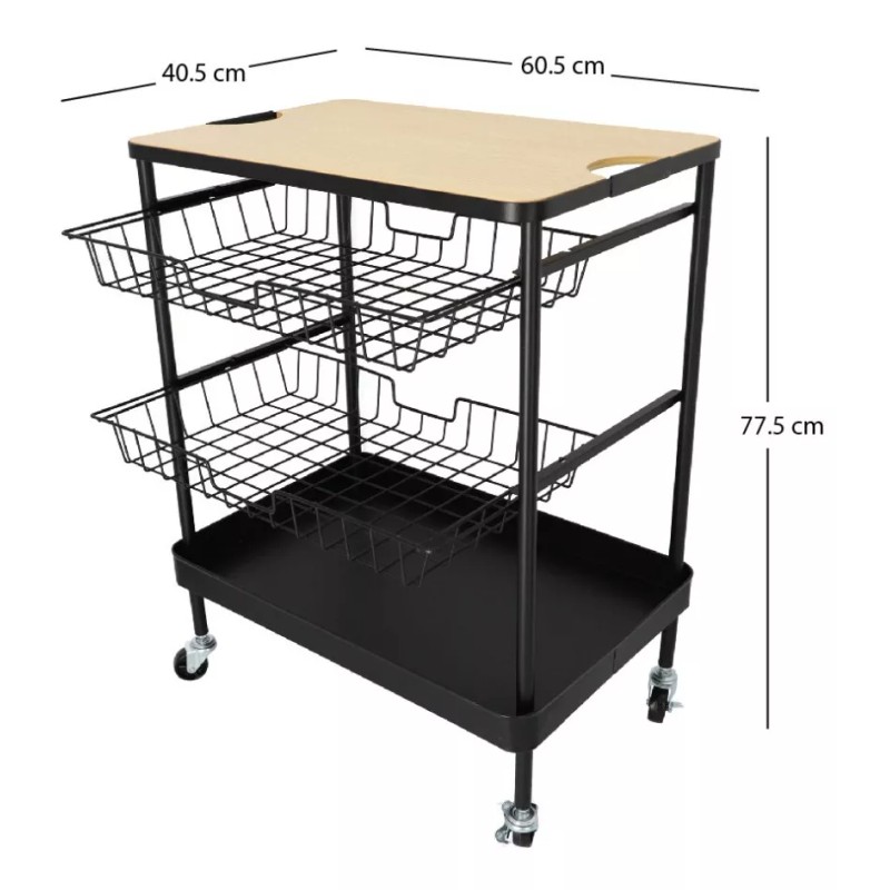 Home Ideas Carrito De Cocina De Acero/madera Con Asas Y