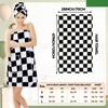 Fanfanwin 2 Pcs Checkered Bath Shower Wrap with Hair Towel,
