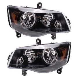 TRQ Headlight Assembly Set Headlights Driver & Passenger Side Compatible with 2014-2016 Chrysler Town & Country 2011-2020 Dodge Grand Caravan CH2502266 CH2503266