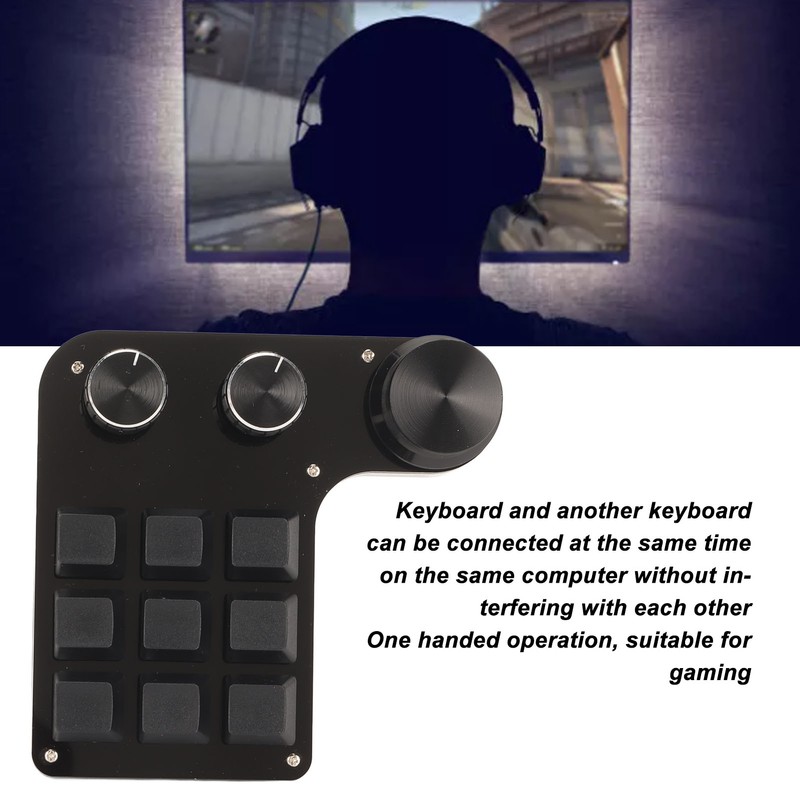 Mini 9 Key Keypad with 3 Knob RGB Light Blue