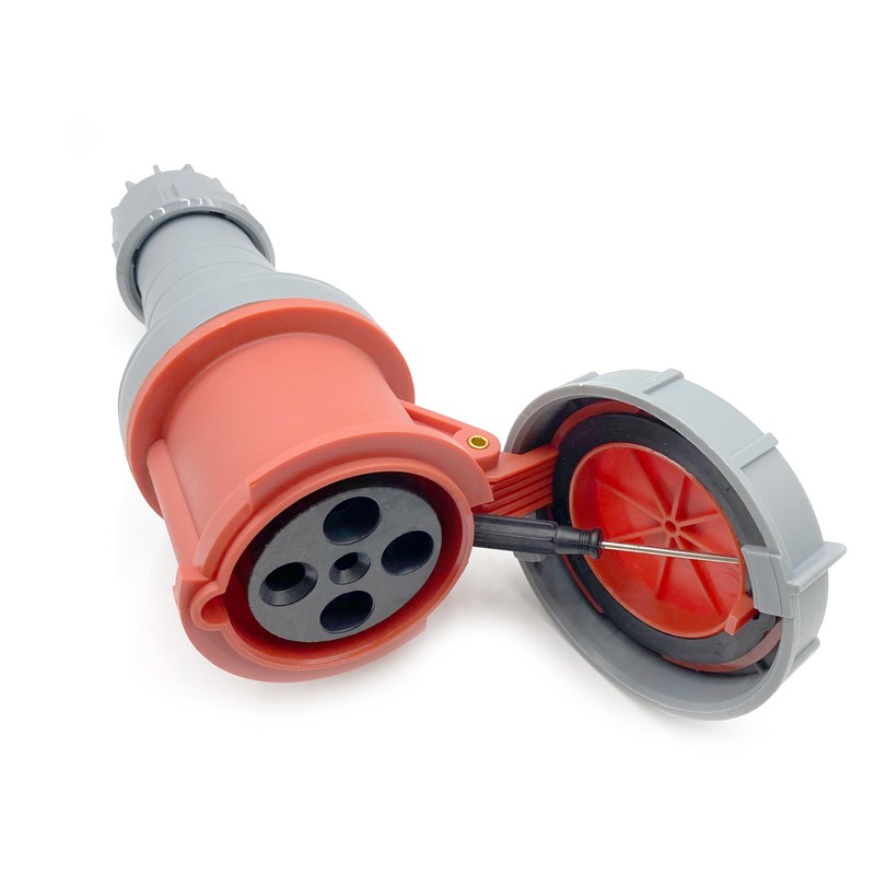 1Set Waterproof Industrial Connector Plug Socket, 4Pin 63A 380V-415V 3P+E
