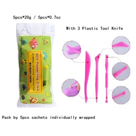 COMIART Air Dry Ultra-Light Plasticine and Modeling Clay Sky Blue Color 100g (5x20g/bag)