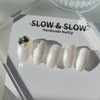 Pearl Marble Nail Tips Thumb Design Selection - Almond /
