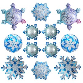 Finypa 12Pieces Snowflake Foil Balloons Princess Birthday Party Winter Theme Balloons Shining Star Aluminum Balloons for Baby Shower Birthday Winter Home Party Decoration Supplies