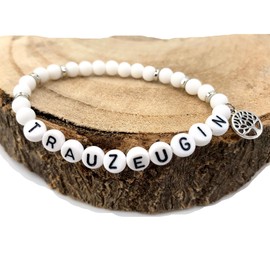ONDEGO® Trauzeugin MATT weiß Namensarmband Namen lebensbaum Perlenarmband Brautjungfer Geschenk fragen Hochzeit Brautschmuck Armband (Trauzeugin)
