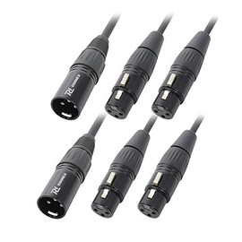 Pair of PD Y-Splitter Audio Signal Cable Adaptor Leads – 3-Pin XLR Male to Dual XLR Female Connectors – Flexible Noise-Free Balanced XLR Splitter Cables for Stage, DJ and Studio Equipment (0.5m)