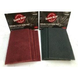 3M 64659 & 64660 Scotch Brite Durable Flex Hand Sanding Pads 4 of each Red&Gray