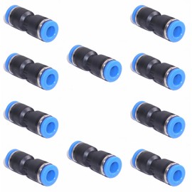 Canadian Tool and Supply (10-Pack) Straight 1/4-Inch Tube OD Push to Connect Pnuematic Tube Fittings Union PTC (10xPTC-1414)
