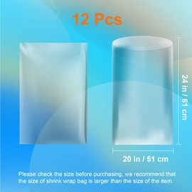 CANWUPON Shrink Wrap Bags for Gift Baskets, Clear PVC Heat Shrink Bags Cellophane Wrap for Packaging,Gift Wrapping (20 * 24 12pack)