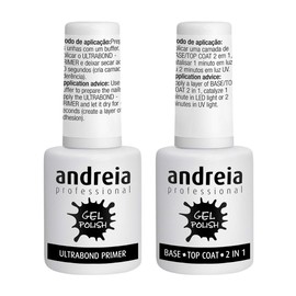 Andreia Professional Gel Polish Ultrabond Primer + Base and Top Coat 2 in 1 (Pack contains one of each)