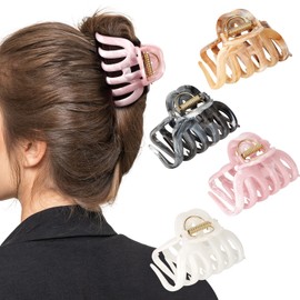 MOTIBACK 4PC Large Hair Claw Clips for Thick Hair - Strong Hold Hair Claws for Women, Girls & Ladies, Durable Hair Clips for Updos & Thick Hair