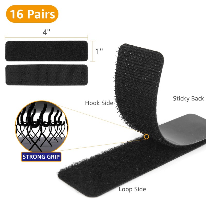 BESTAPE 16 Sets 1 x 4 inch Adhesive Fastener Strips,