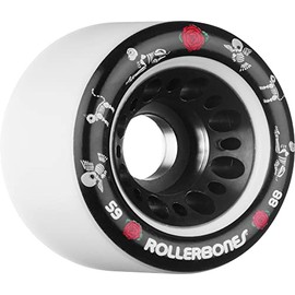 Rollerbones Day of The Dead Pet Series Derby Roller Skate Wheels (4 pk), White, 59mm x 88A