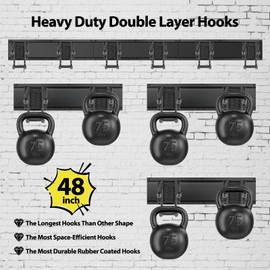 Garage Tool Organizer Wall Mount, 48 Inch Adjustable Garage Tool Storage Rack, Heavy Duty Garden Tool Organizer Rack, Yard Tool Organizer System for Rake Shovel Broom Mop Wall Holder
