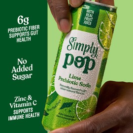 Simply POP Prebiotic Soda Lime Cans, 12 fl oz, 12 Pack
