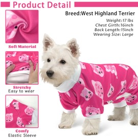 XPUDAC Dog Pajamas Soft Stretchy Pig Dog Clothes for Small Medium Dogs Pet Jumpsuit Cat Apparel-XS