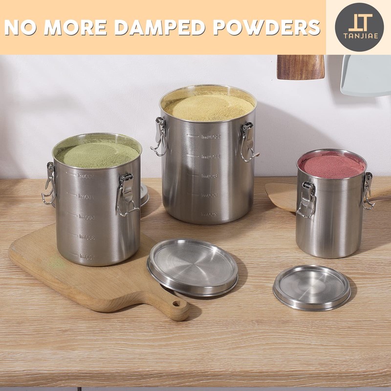 Tanjiae Stainless Steel Coffee Canister | 100% Airtight Metal Food