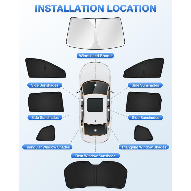 Canvcle Sunshades for 2014-2020 Nissan Rogue (Not for Rogue Sport)