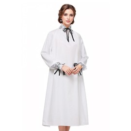 UniqKaliber Womens Renaissance Medieval Chemise, White Elizabethan Smock with Blackwork Vintage Robe Shirt Costume Cosplay