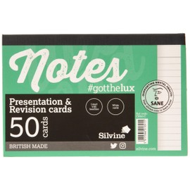 Silvine Revision Presentation and Note Cards - White (Pack of 50)