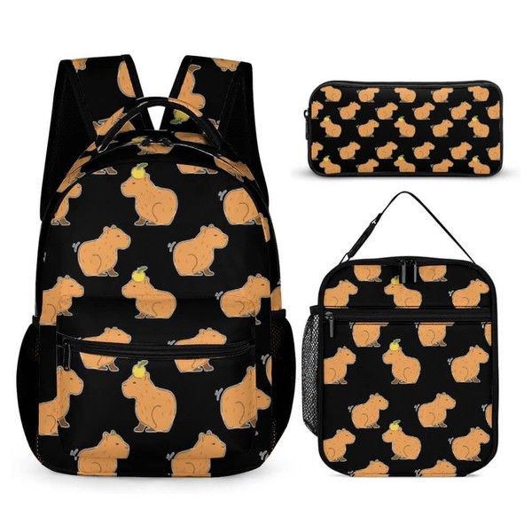 Homieblanket Capybara Backpack with Lunch Box & Pencil Case, 16
