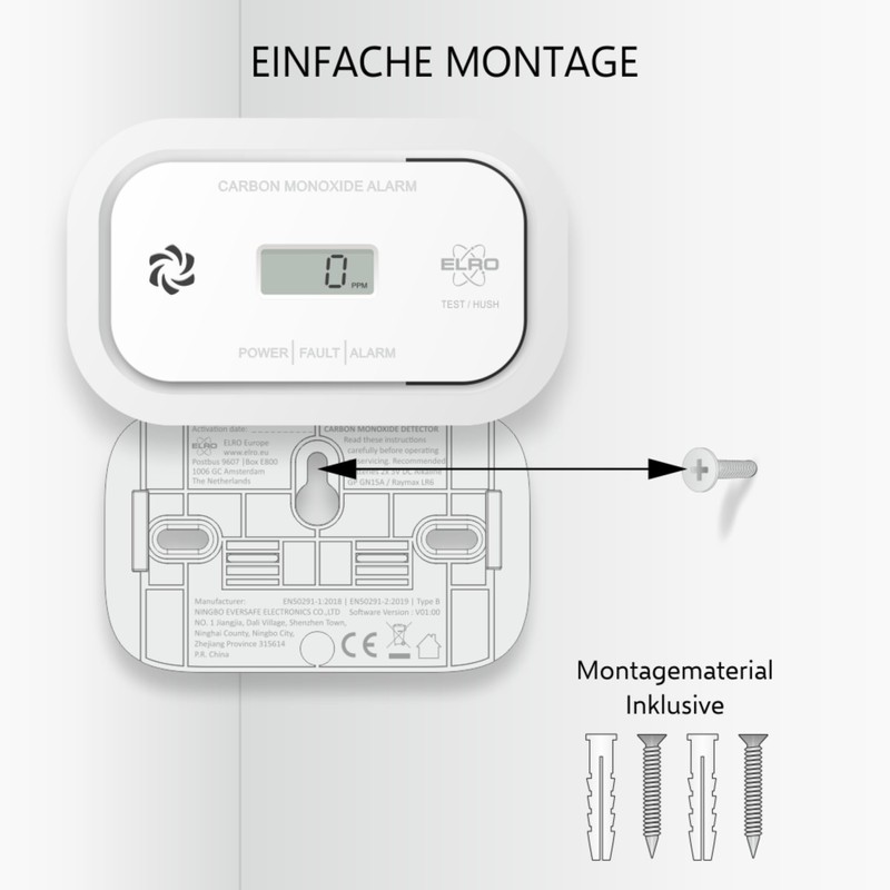 ELRO FC5003 Carbon Monoxide Detector - 10 Year Sensor -