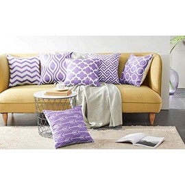MODERN HOMES Soft Cotton Cushion Covers/Decorative Throw Pillow Covers (Purple, 16x16 inch) - Set of 6