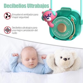 Portátil Ventilador de Cuello para Niños, Abanico Recargable con Correa para Cuello, sin Cuchilla de Ventilador con Tres Velocidades de Viento Ajustables para Adecuado para Viajes, Camping (Oso)