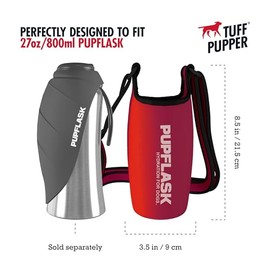 Tuff PUpper - Bolsa de neopreno aislante para botella de agua para perro, con correa de hombro ajustable ancha, diseñada para botella de agua estándar de 27 oz, Rojo Carmesí, 798,49ml