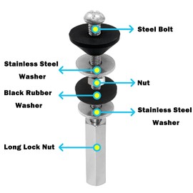 2Pcs Universal Toilet Tank to Bowl BoltsKit, Heavy Duty Toilet Bolts Compatible with TOTO/Kohler,Bolts for Tank Solid Brass with Extra Long Nuts,Waterproof Stainless and Rubber Washers Gaskets(Silver)