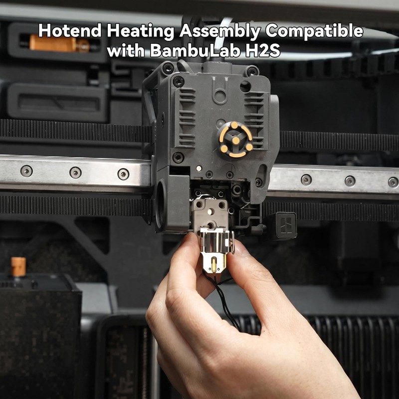 Immdinogo Hotend Heating Assembly Compatible with BambuLab H2S: Quick-Change Extruder
