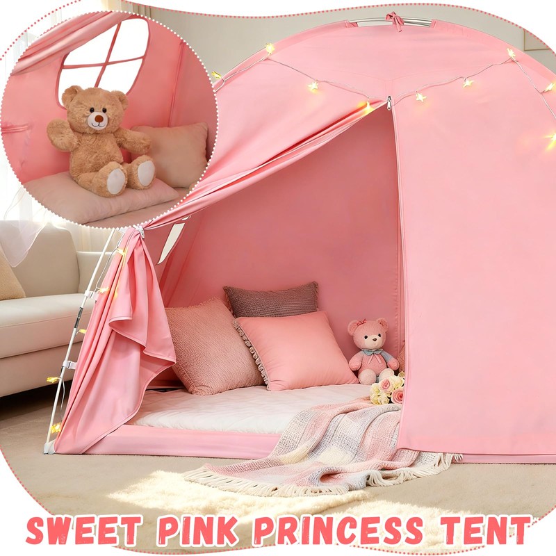 Twin Bed Tent for Kids Girls, Canopy Privacy Sleep Tent