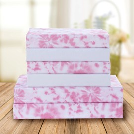 Elegant Comfort Luxury Soft Bed Sheets Tie Dye Pattern 1500 Thread Count Percale Egyptian Quality Microfiber Softness Wrinkle and Fade Resistant (4-Piece) Bedding Set, Twin XL, Tie Dye Light Pink